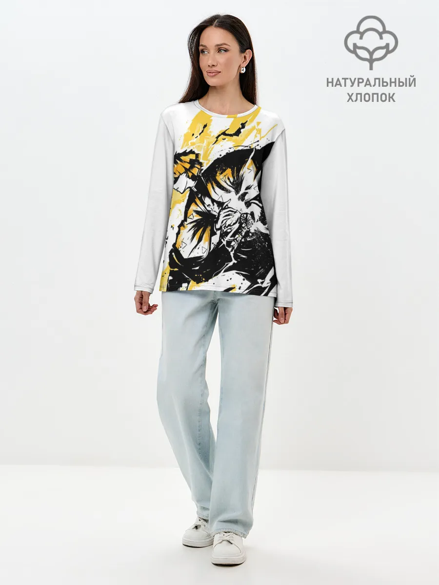 Лонгслив женский. Хлопок / Zenitsu Зеницу Клинок
