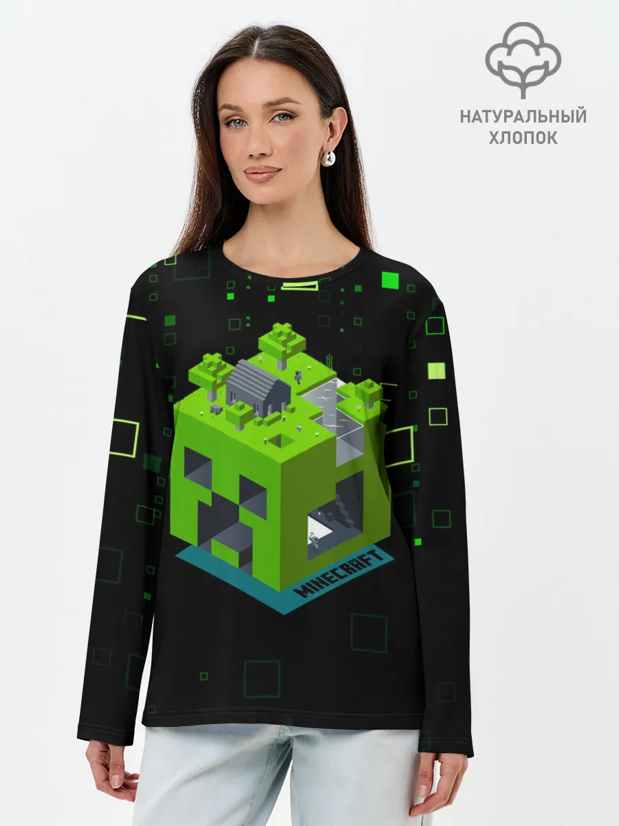 Лонгслив женский. Хлопок / Minecraft
