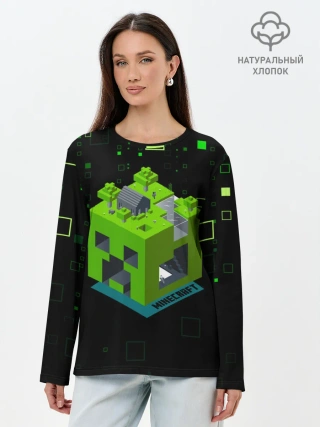 Лонгслив женский. Хлопок / Minecraft