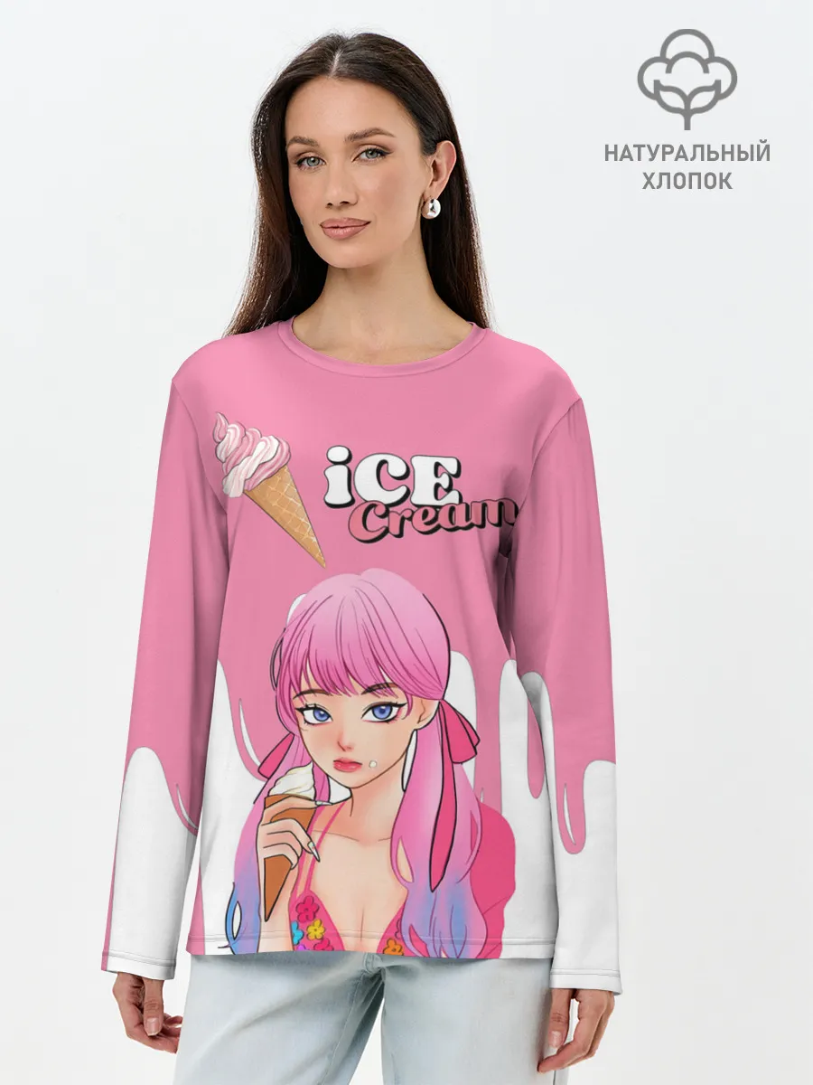 Лонгслив женский. Хлопок / BLACKPINK Ice Cream