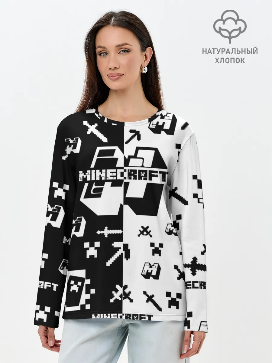 Лонгслив женский. Хлопок / Minecraft