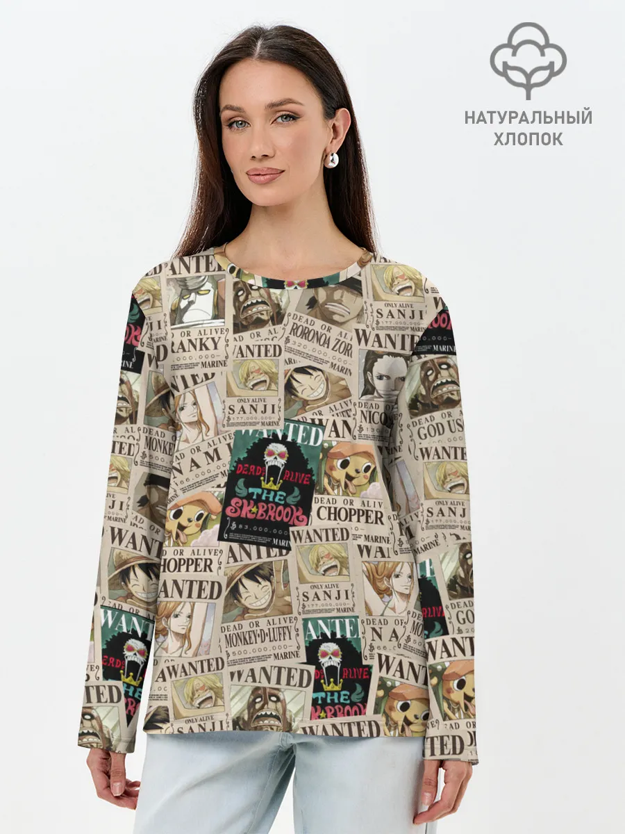 Лонгслив женский. Хлопок / Ван пис