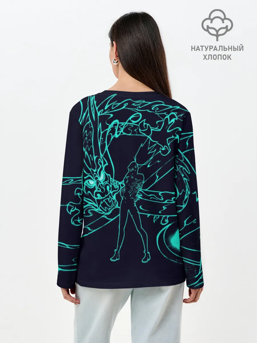 Лонгслив женский. Хлопок / Neon Dragon
