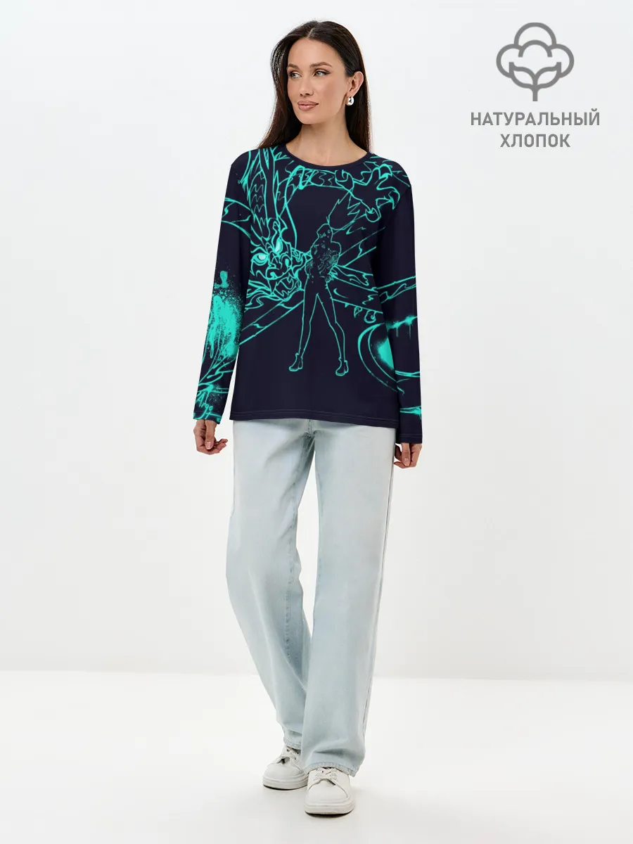 Лонгслив женский. Хлопок / Neon Dragon
