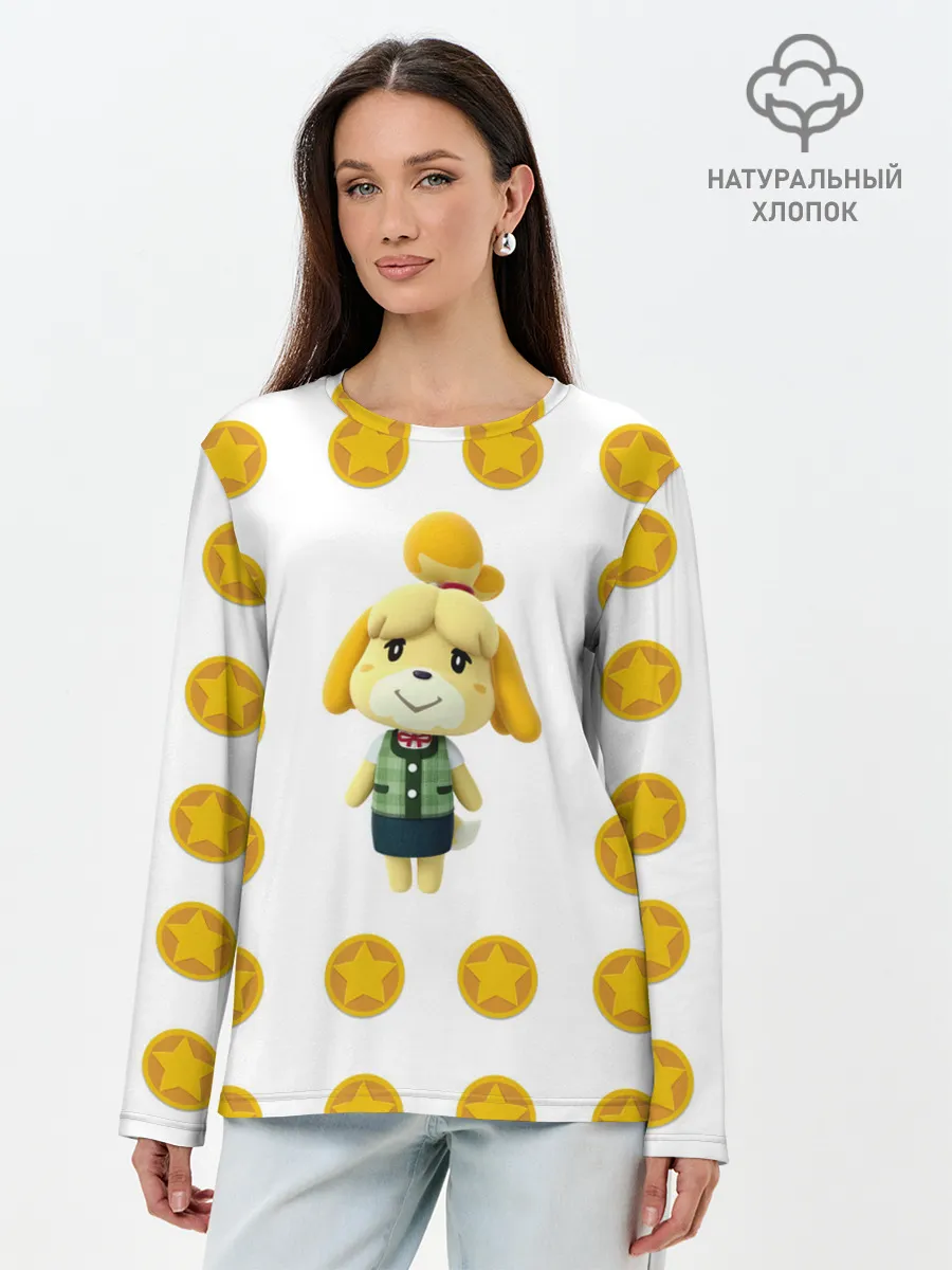 Лонгслив женский. Хлопок / Animal crossing - Isabelle