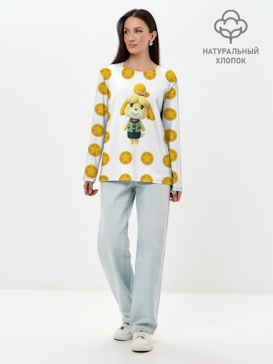 Лонгслив женский. Хлопок / Animal crossing - Isabelle