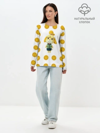 Лонгслив женский. Хлопок / Animal crossing - Isabelle