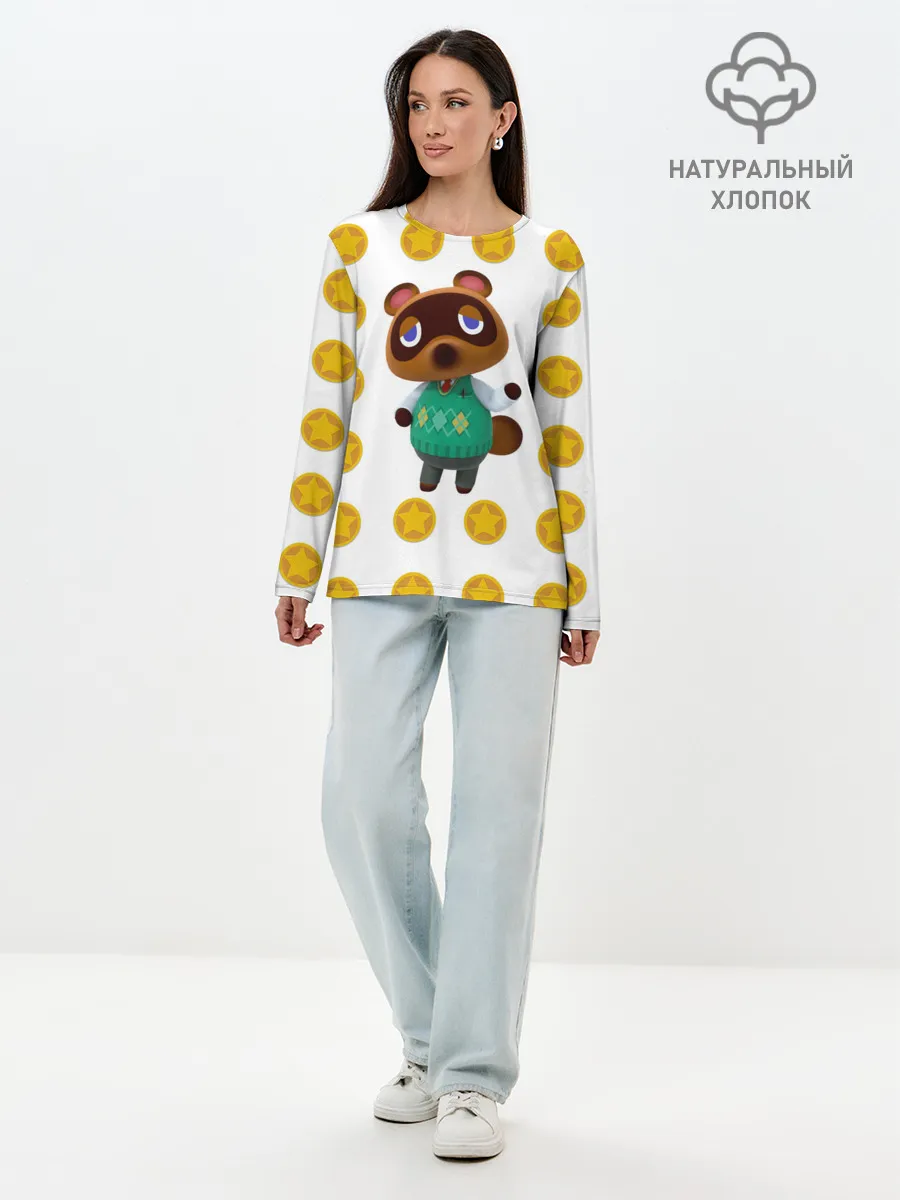 Лонгслив женский. Хлопок / Animal crossing - Nook