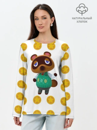 Лонгслив женский. Хлопок / Animal crossing - Nook
