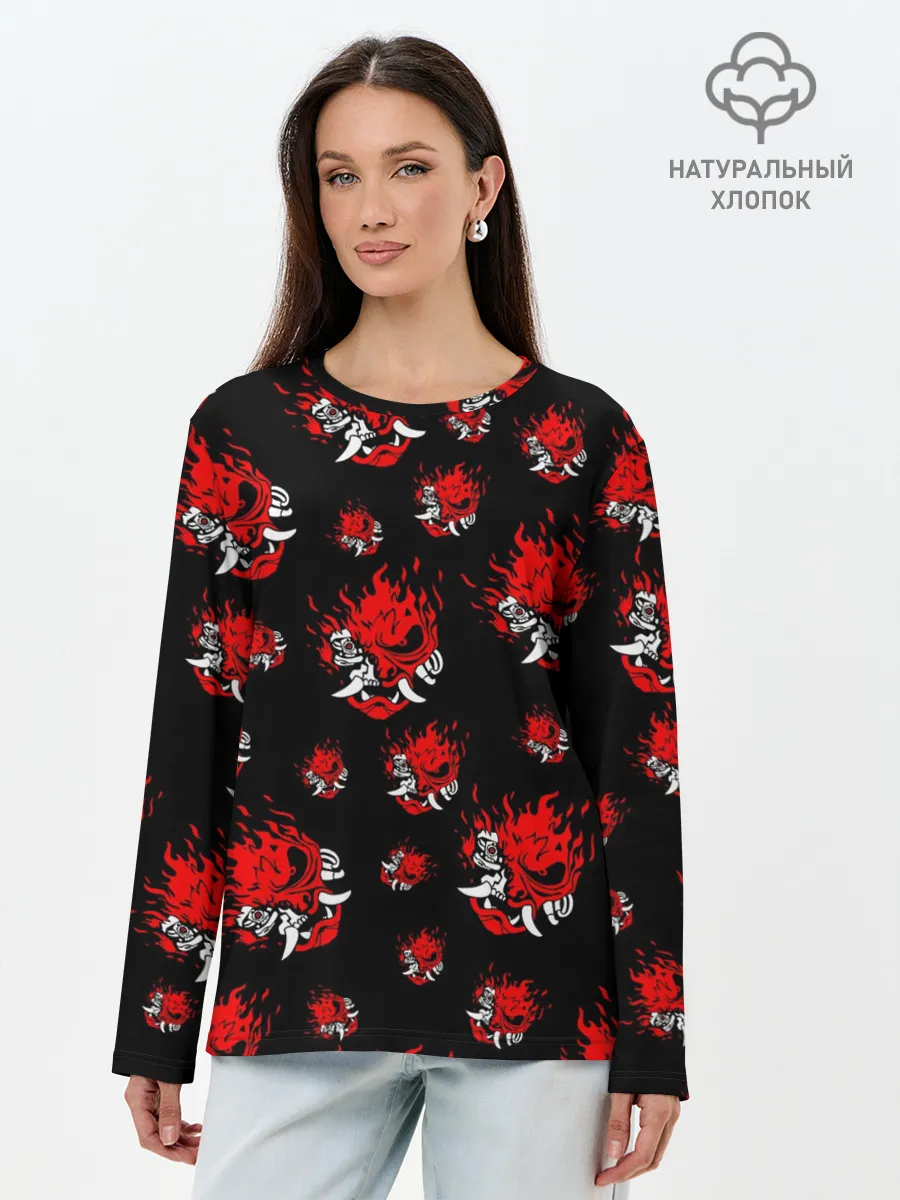 Лонгслив женский. Хлопок / SAMURAI 2077 PATTERN