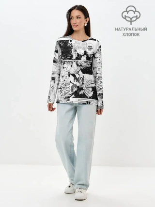 Лонгслив женский. Хлопок / Магическая битва манга