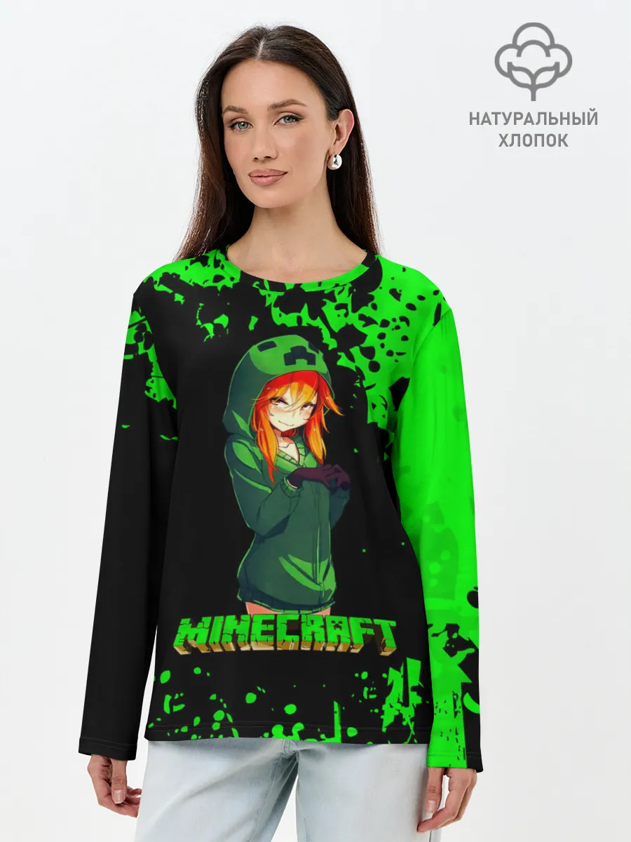 Лонгслив женский. Хлопок / Minecraft