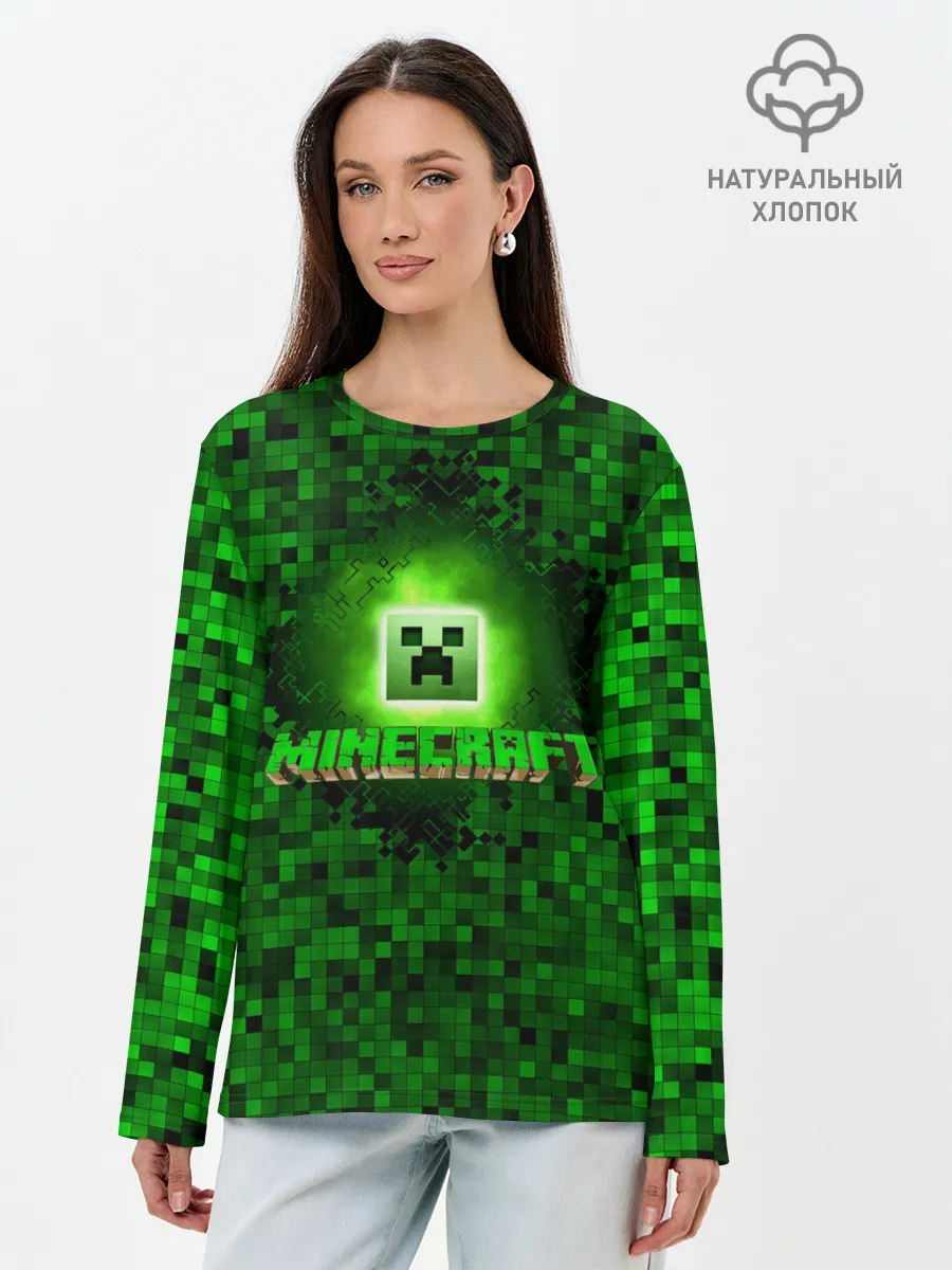 Лонгслив женский. Хлопок / Minecraft