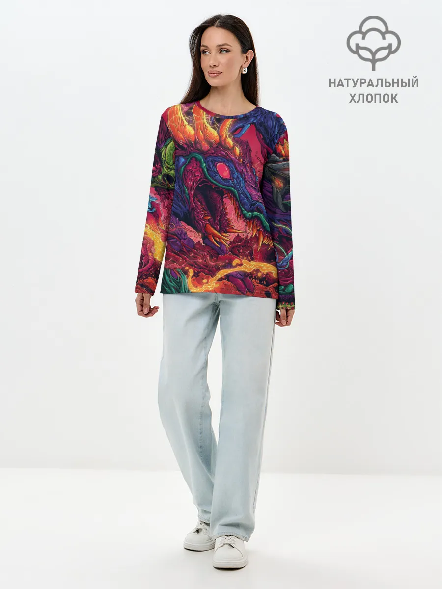 Лонгслив женский. Хлопок / HYPER BEAST | СКОРОСТНОЙ ЗВЕРЬ