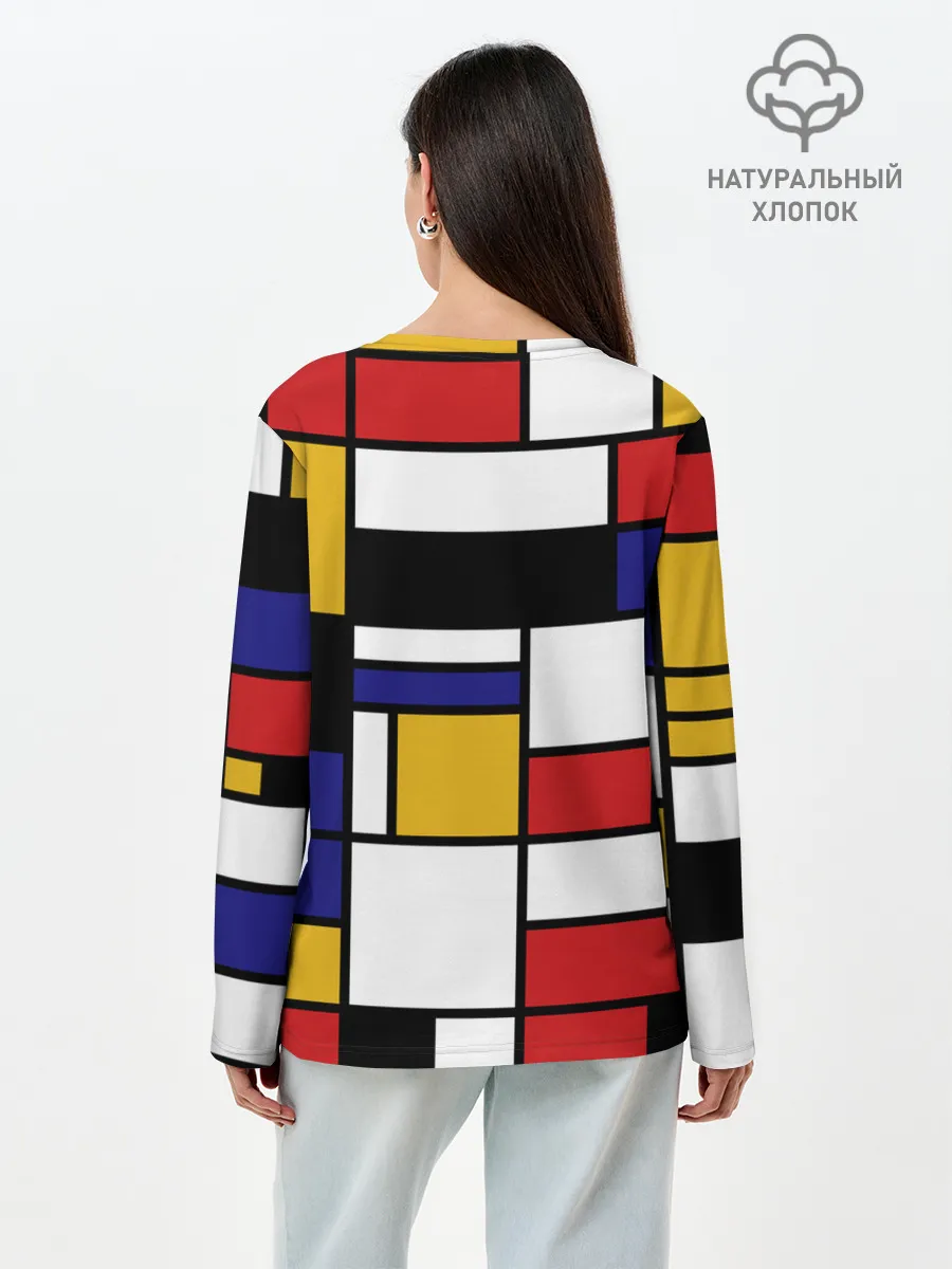 Лонгслив женский. Хлопок / Color blocking