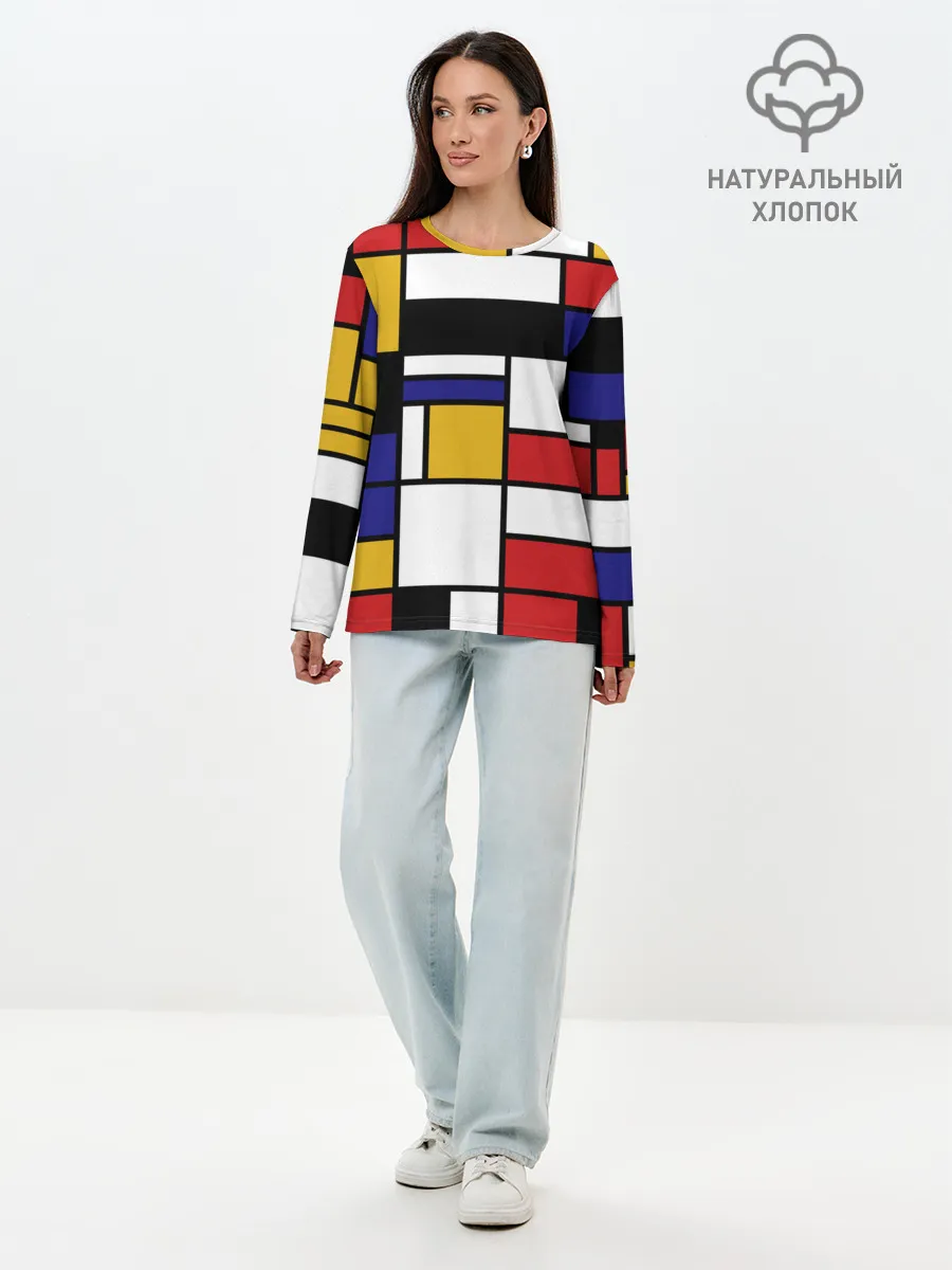 Лонгслив женский. Хлопок / Color blocking