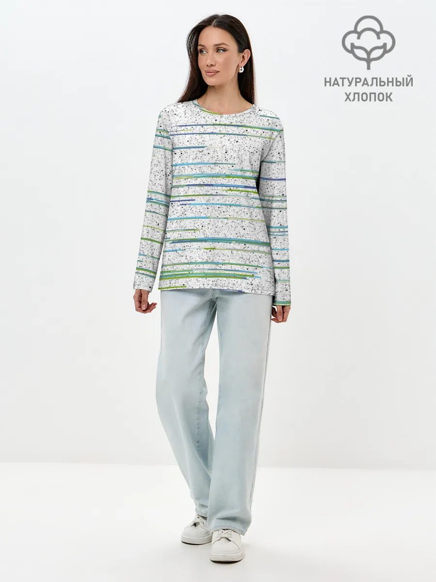 Лонгслив женский. Хлопок / Абстракция