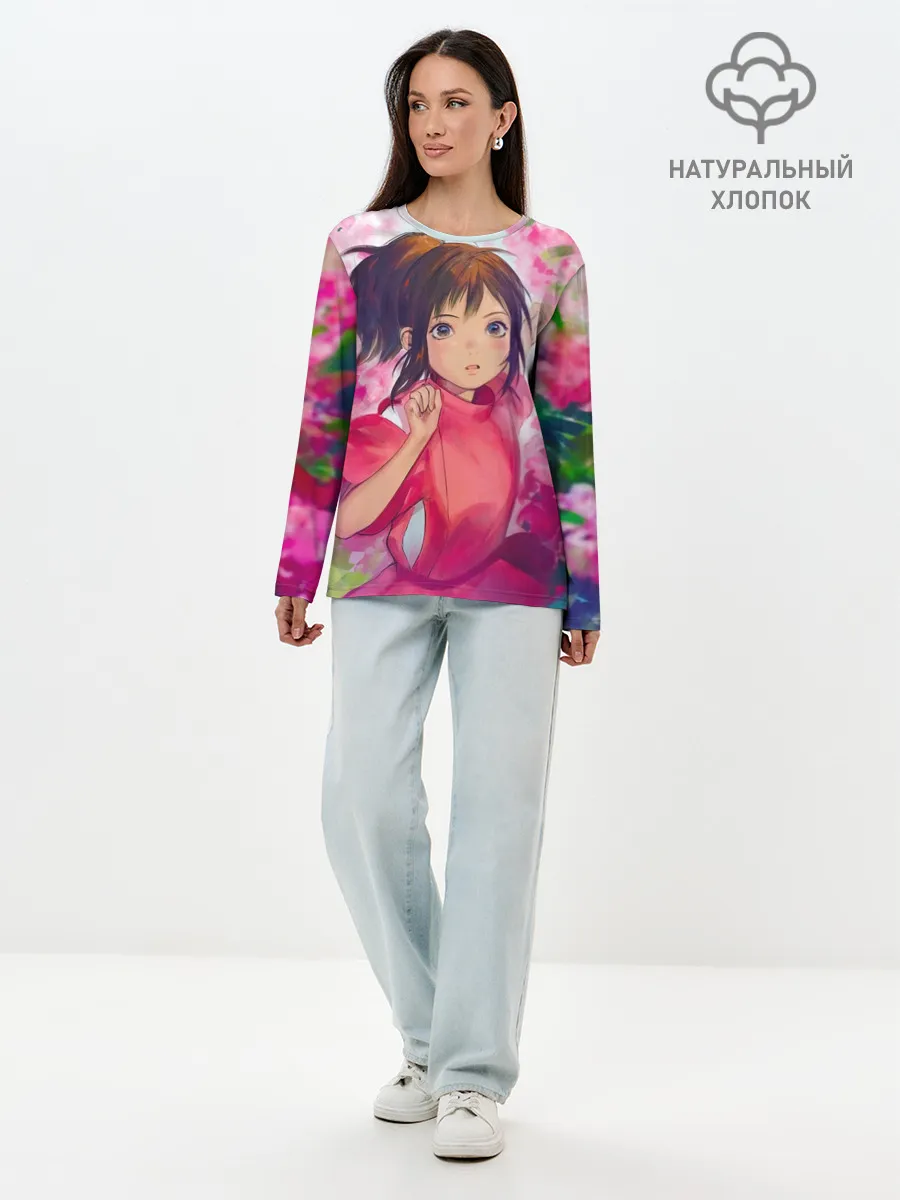 Лонгслив женский. Хлопок / Унесенные призраками Акварель