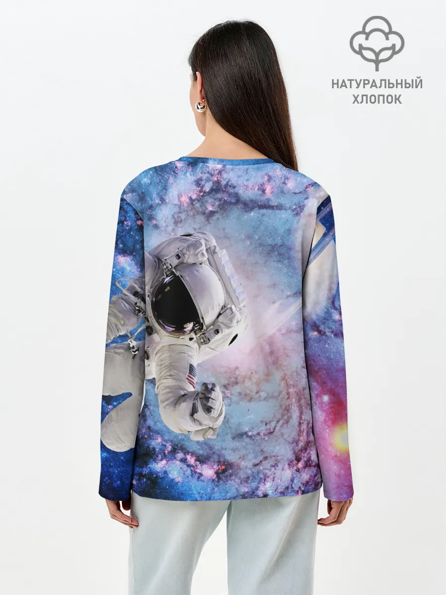 Лонгслив женский. Хлопок / Космонавт