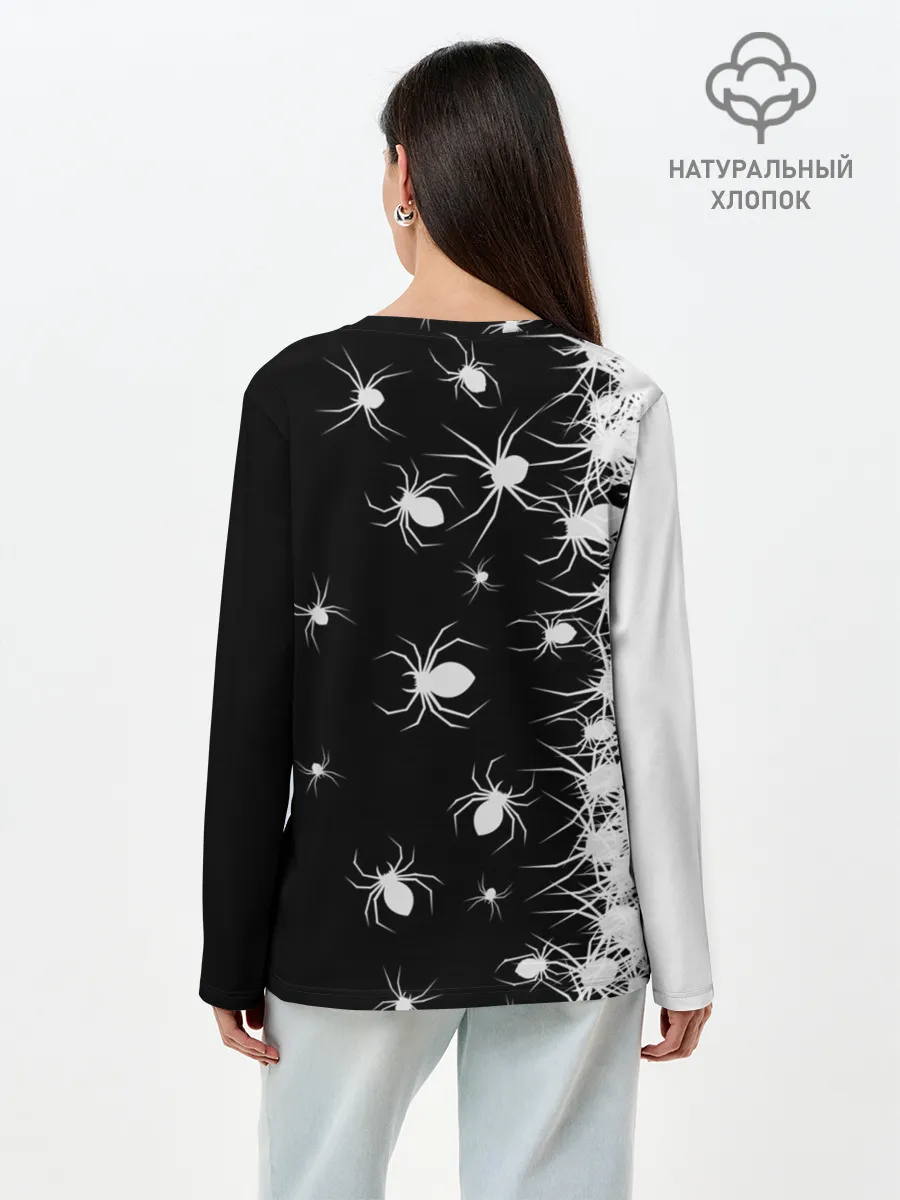 Лонгслив женский. Хлопок / Пауки