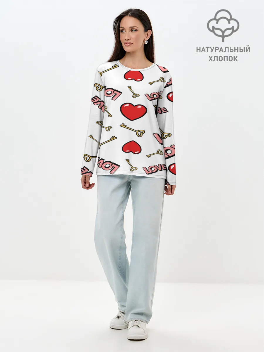 Лонгслив женский. Хлопок / Valentines Day
