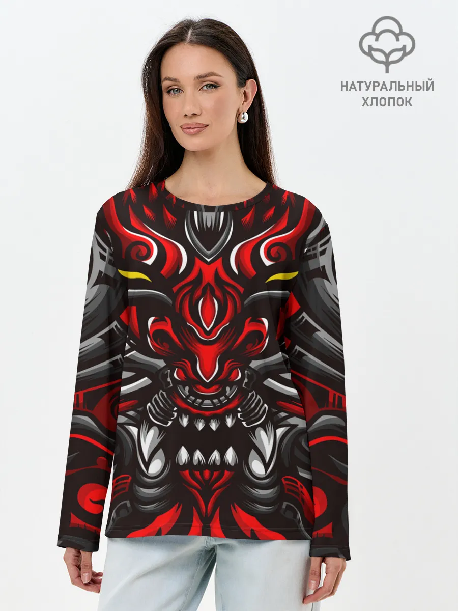 Лонгслив женский. Хлопок / Абстракция демон