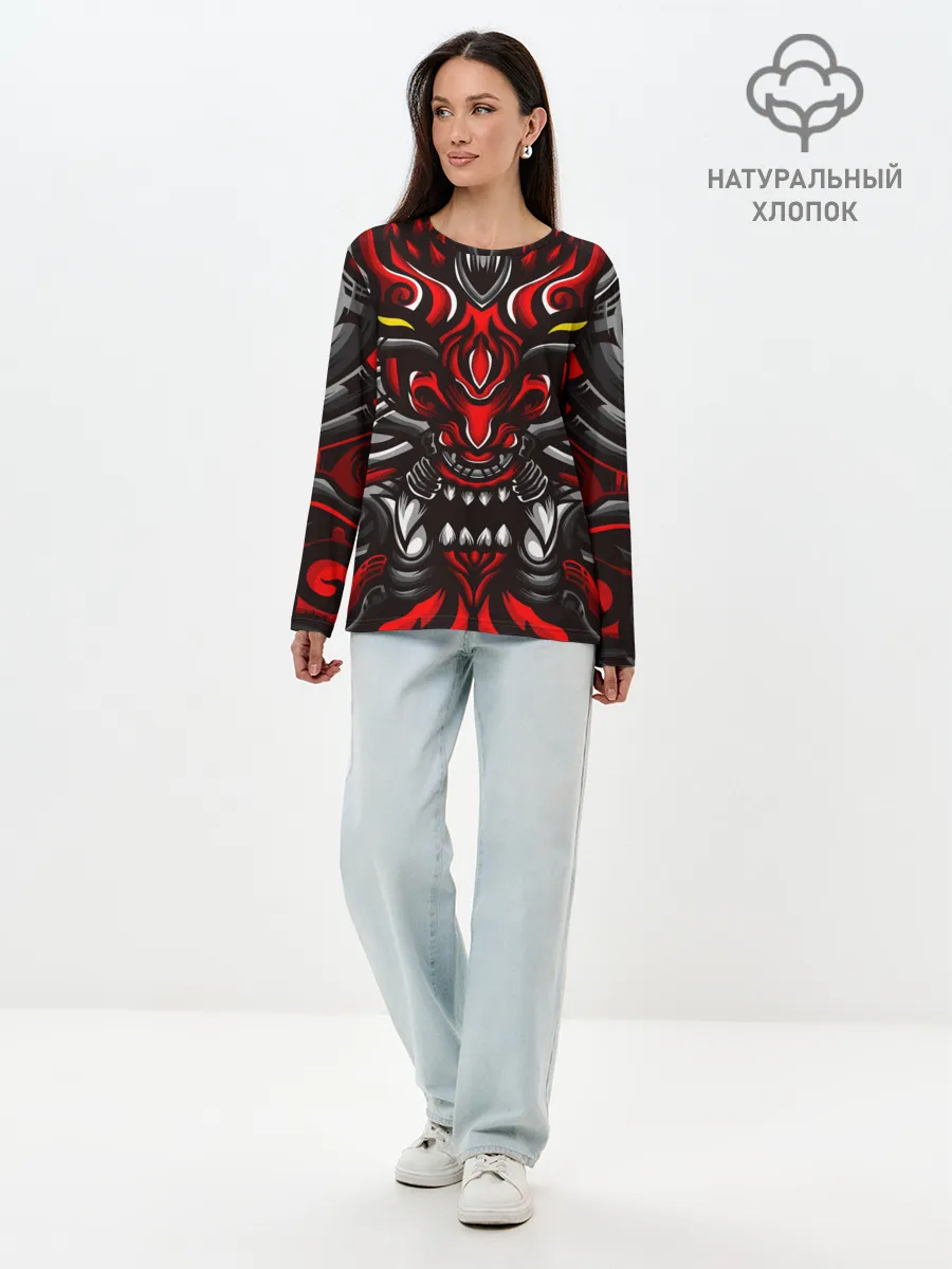 Лонгслив женский. Хлопок / Абстракция демон