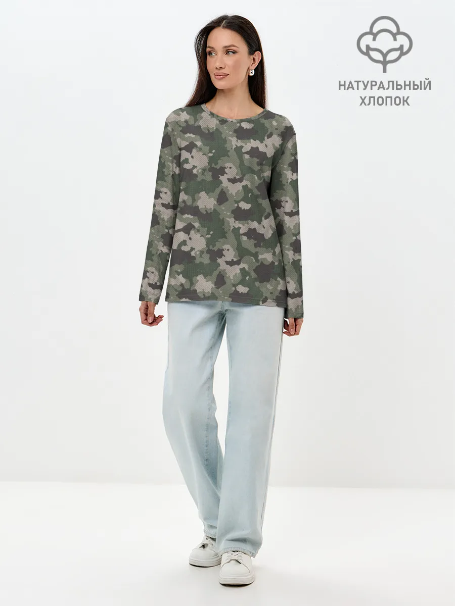 Лонгслив женский. Хлопок / Классический камуфляж