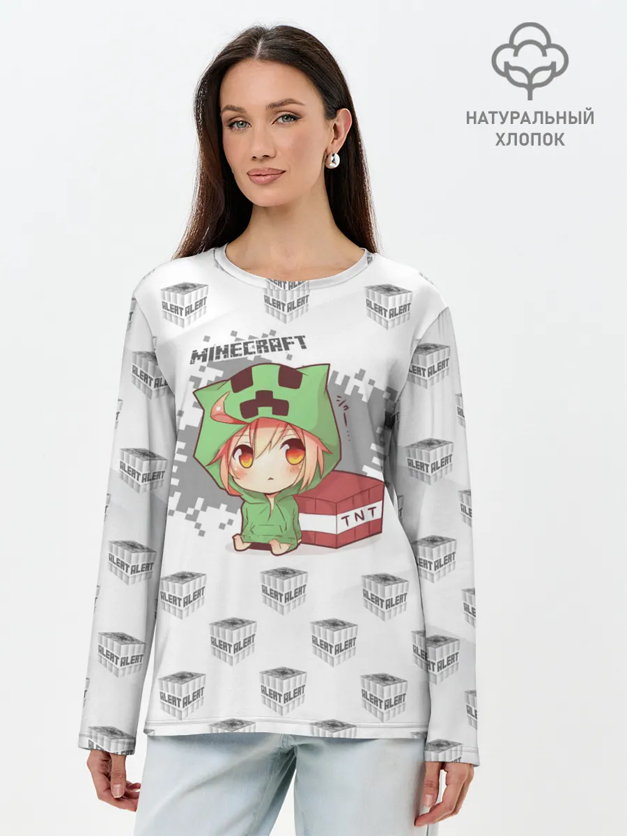 Лонгслив женский. Хлопок / Minecraft