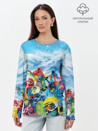 Лонгслив женский. Хлопок / Палитра сноуборд