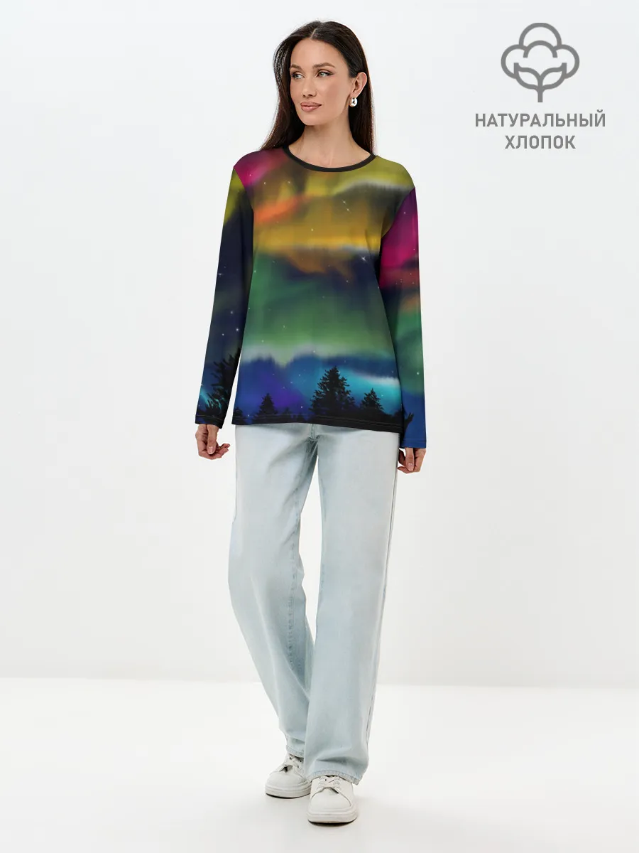 Лонгслив женский. Хлопок / Северное сияние