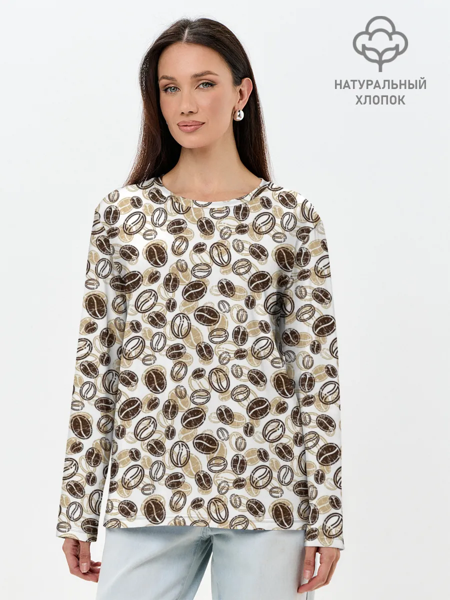 Лонгслив женский. Хлопок / Кофе