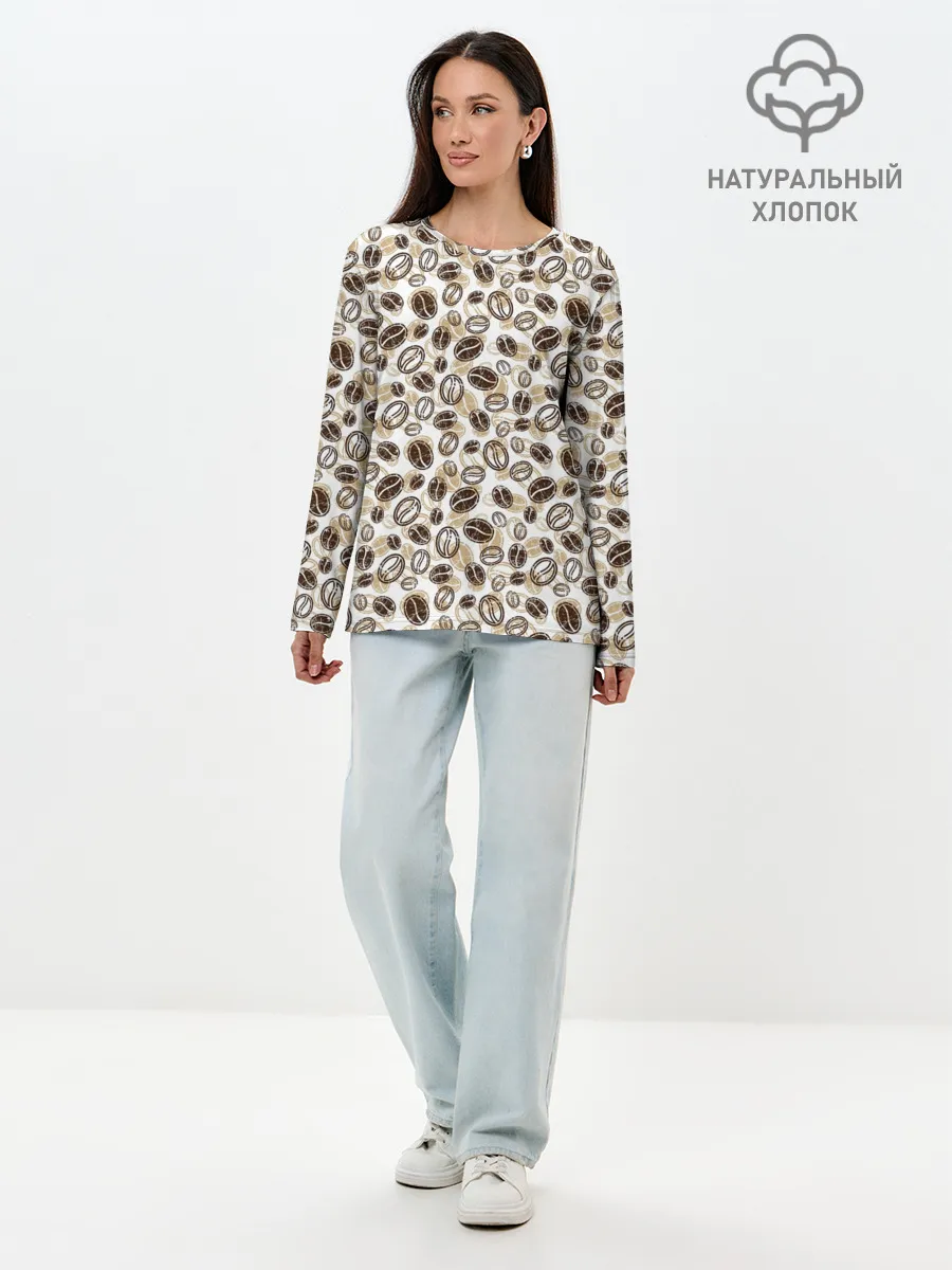 Лонгслив женский. Хлопок / Кофе