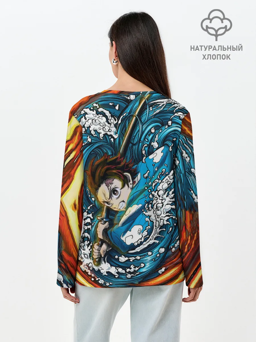 Лонгслив женский. Хлопок / Танджиро Камадо Клинок демонов