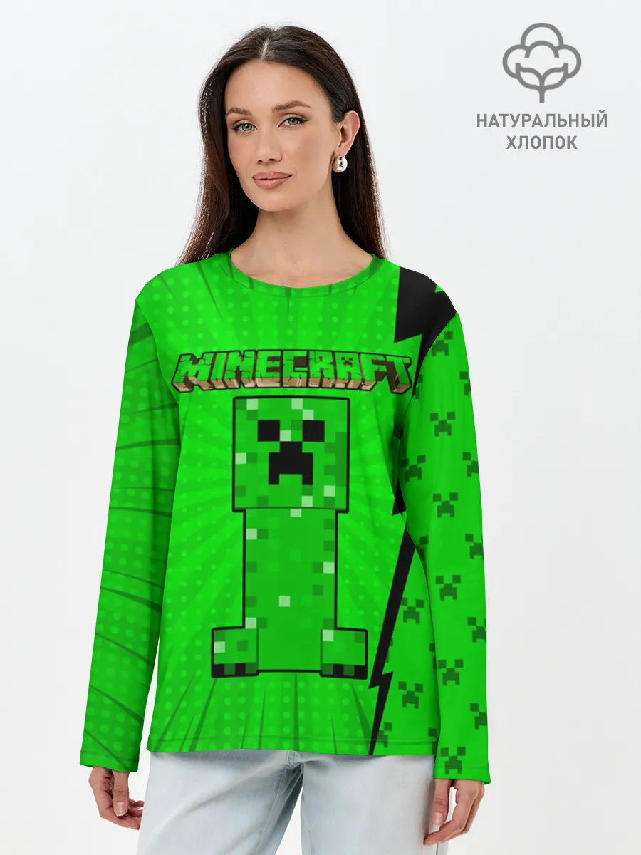 Лонгслив женский. Хлопок / Minecraft