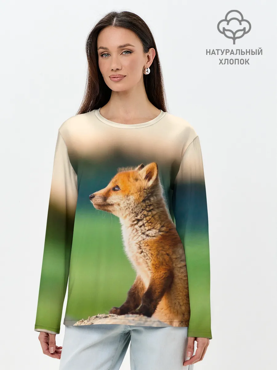 Лонгслив женский. Хлопок / Лиса