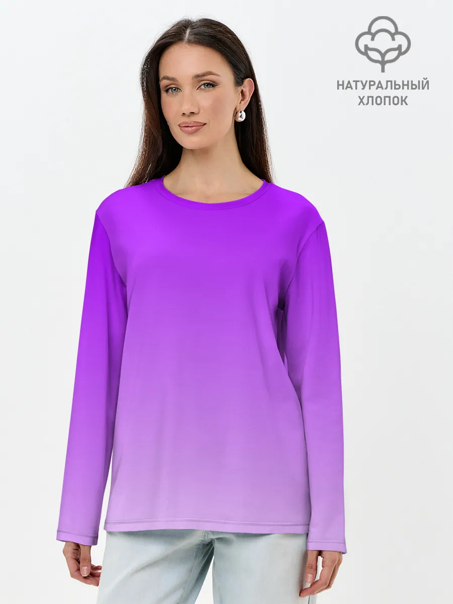Лонгслив женский. Хлопок / Фиолетовый космос