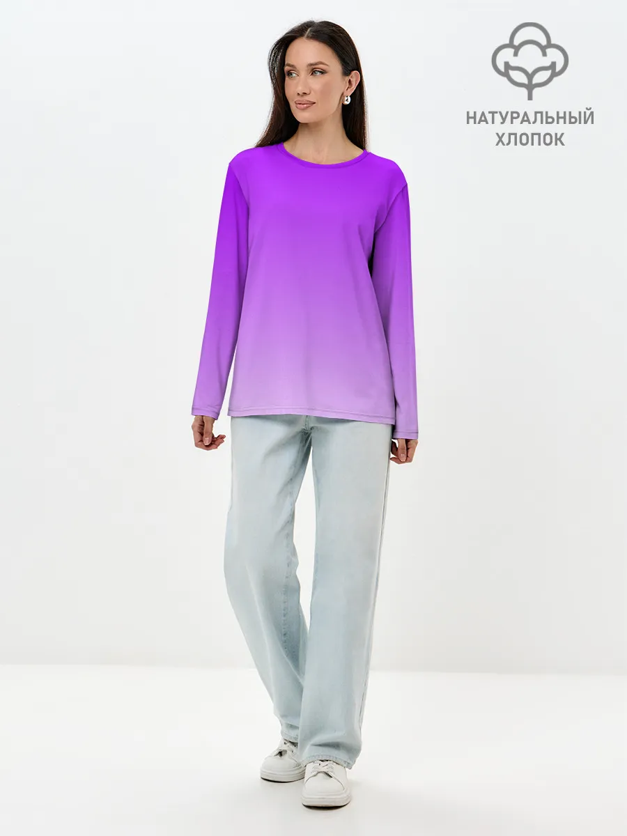 Лонгслив женский. Хлопок / Фиолетовый космос