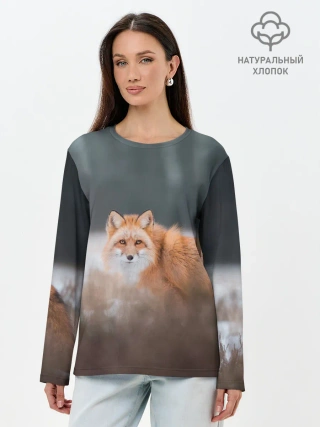 Лонгслив женский. Хлопок / Лиса