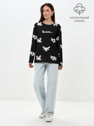 Лонгслив женский. Хлопок / Пчёлки