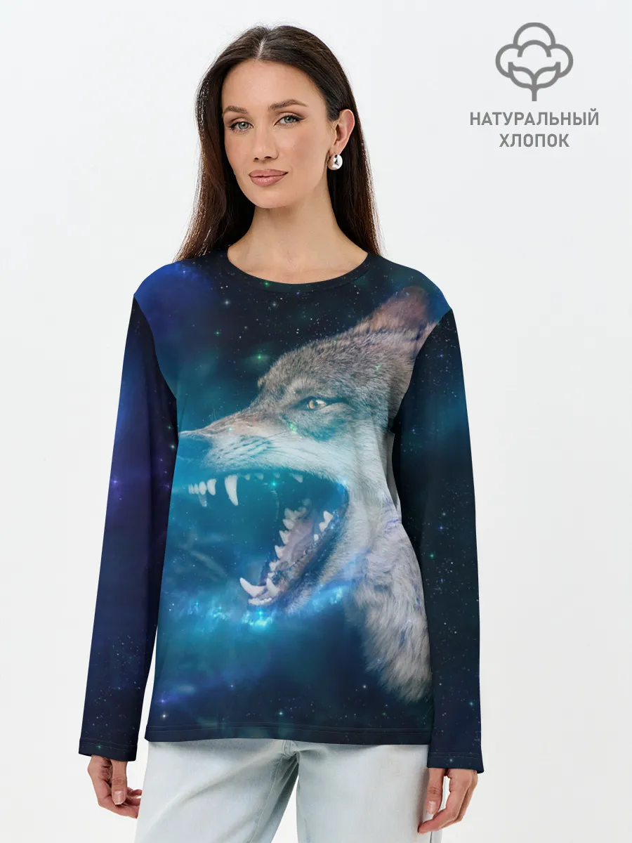 Лонгслив женский. Хлопок / Волчара Юморит
