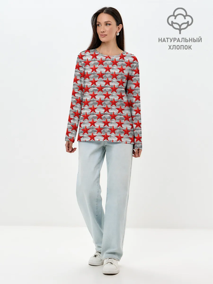 Лонгслив женский. Хлопок / День защитника Отечества