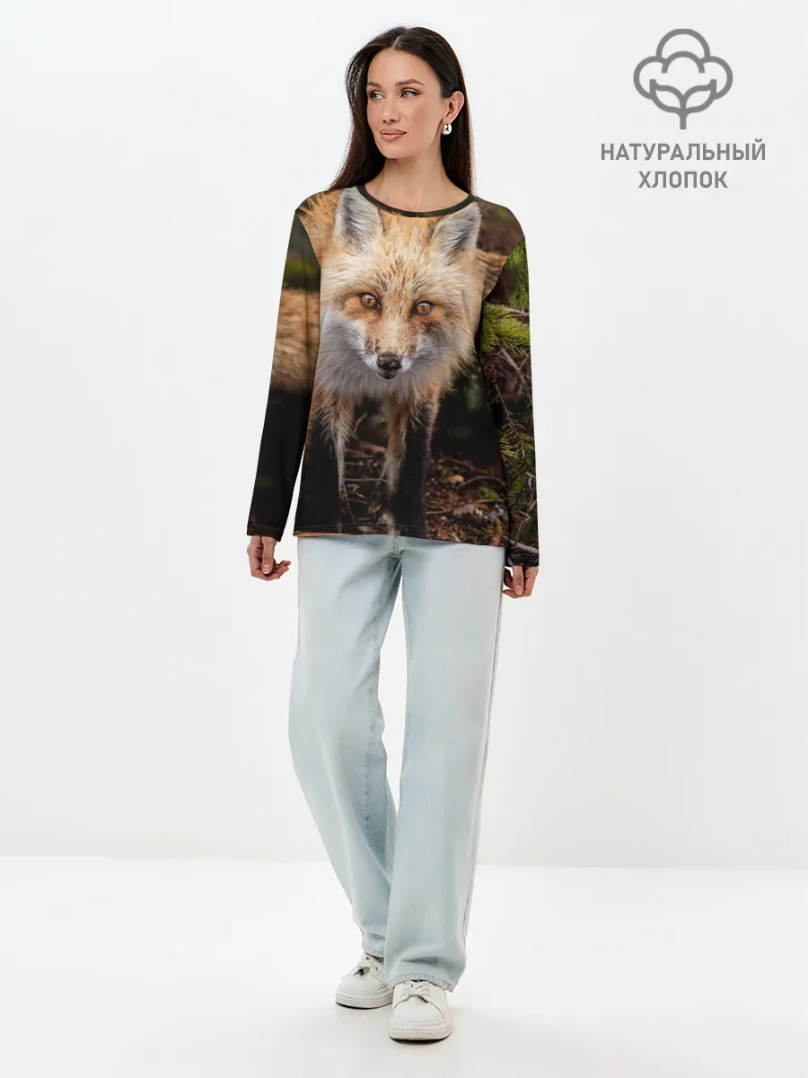 Лонгслив женский. Хлопок / Лиса