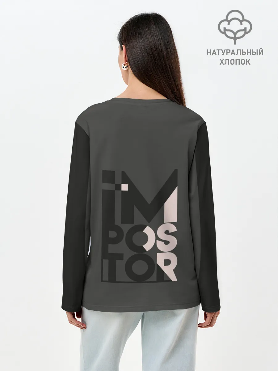 Лонгслив женский. Хлопок / AMONG US | BLACK IMPOSTOR