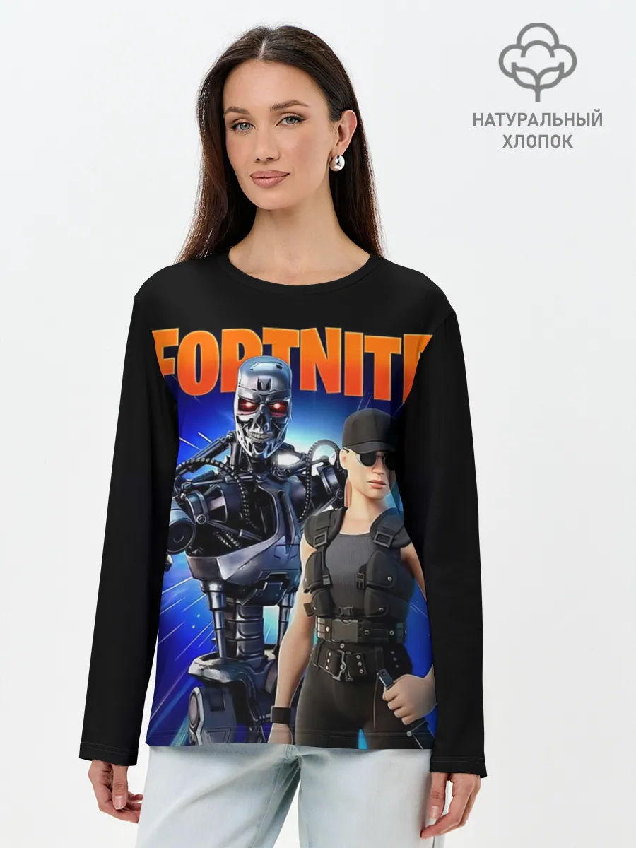 Лонгслив женский. Хлопок / Fortnite терминатор