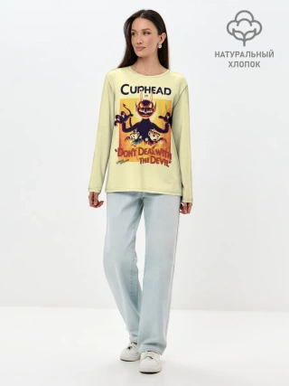Лонгслив женский. Хлопок / Cuphead