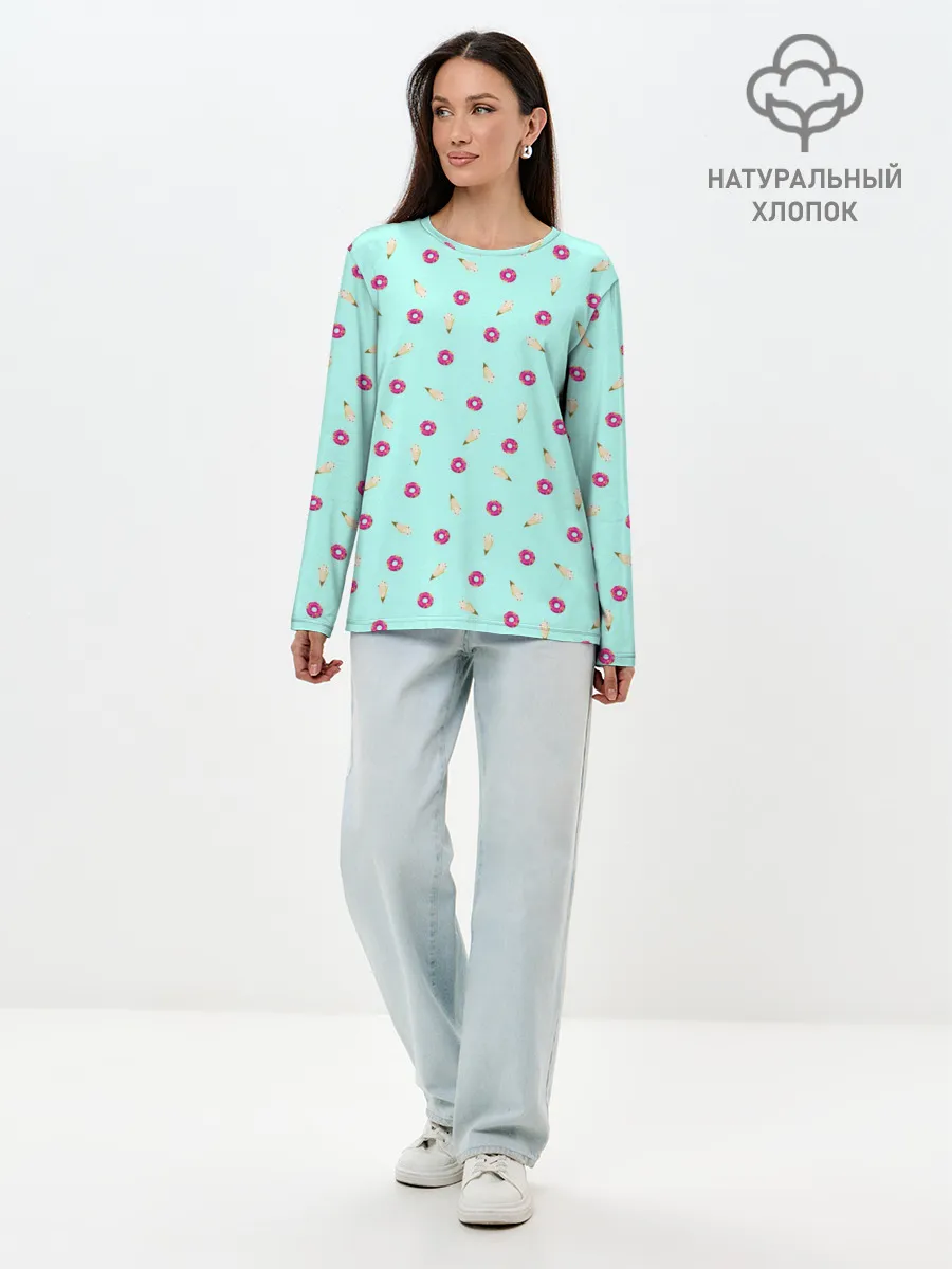 Лонгслив женский. Хлопок / ПОНЧИК И МОРОЖЕНКА