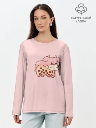 Лонгслив женский. Хлопок / Стеклянная свинка