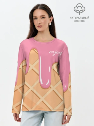 Лонгслив женский. Хлопок / Мороженое Рожок