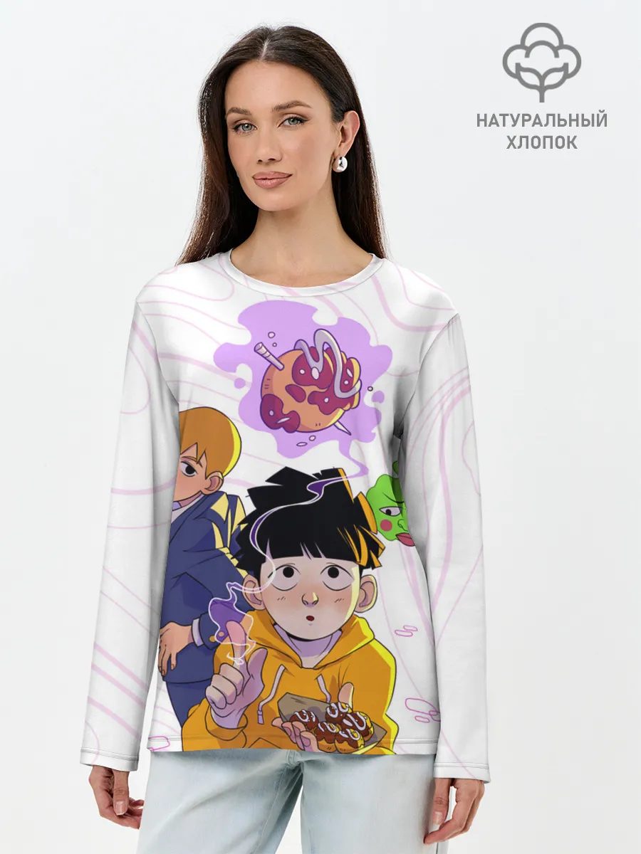 Лонгслив женский. Хлопок / Моб Психо 100